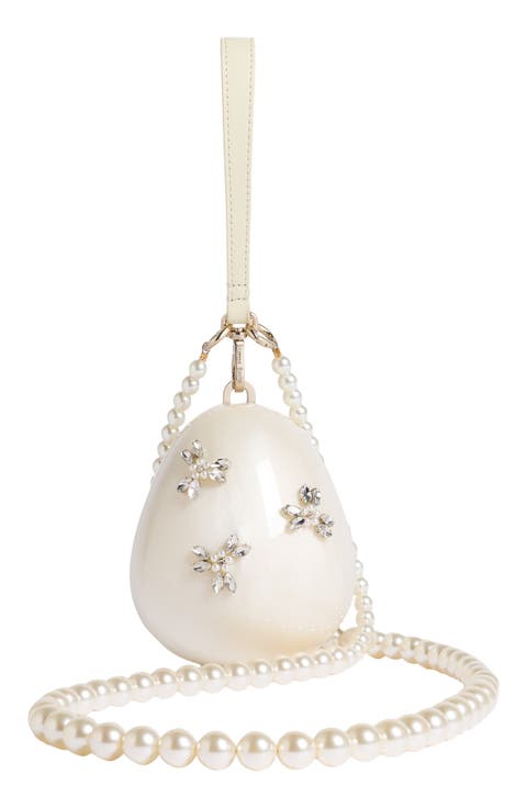 Micro Egg Clutch with Faux Pearl Strap