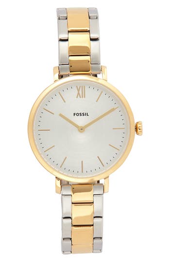 Fossil Carlie Two Tone Bracelet Watch In Gold