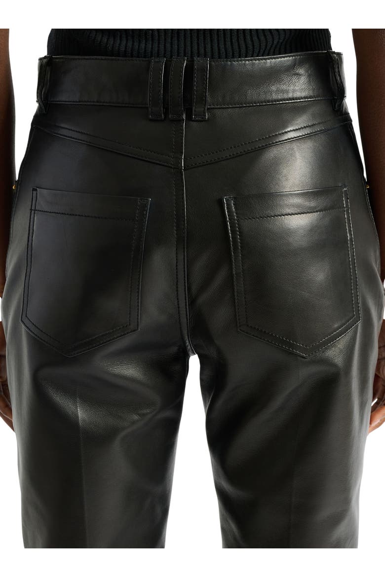 Leather high-waisted trousers, Alternate, color, black