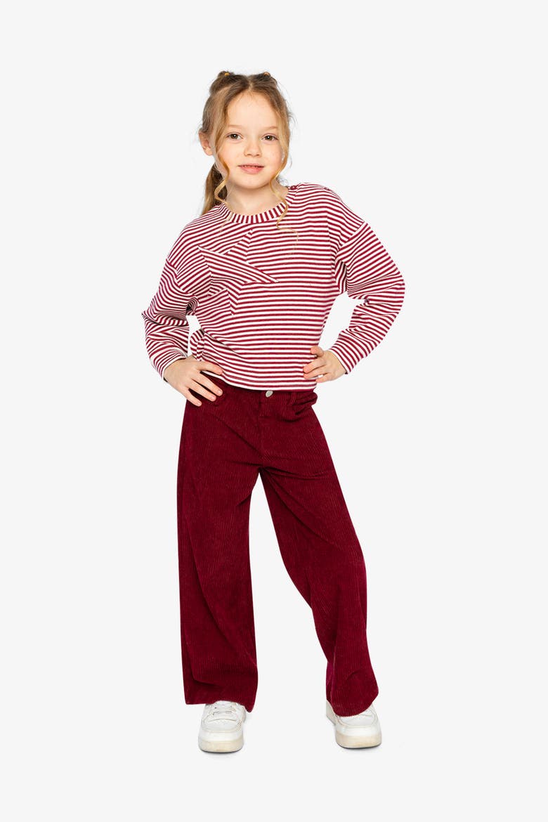 Soft Jersey Star Appliqué Long Sleeve Top, Alternate, color, Red and White Stripes