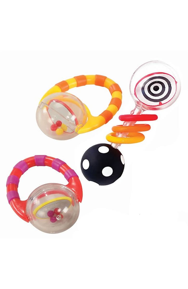 Kaplan Early Learning Company Baby Grasp & Explore Textured Rattle Set, Alternate, color, Multicolored