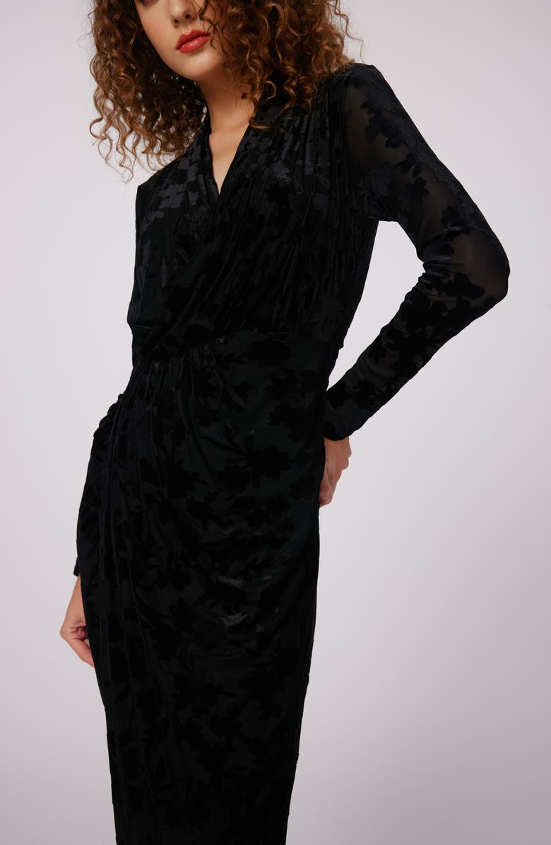 DVF Tamra Long Sleeve Velvet Dress, Alternate, color,
