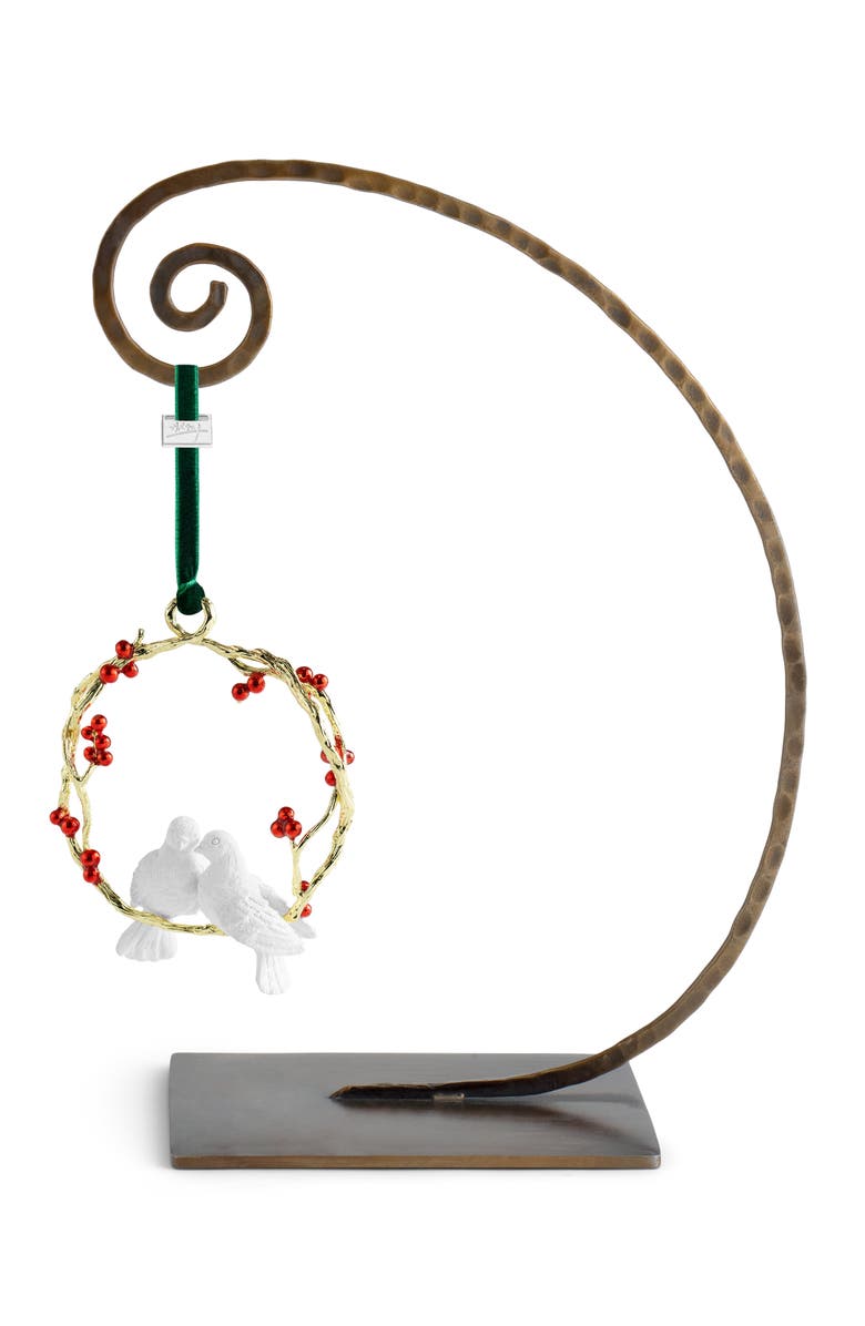 Michael Aram Turtle Doves Ceramic Ornament, Alternate, color, Gold/ Red