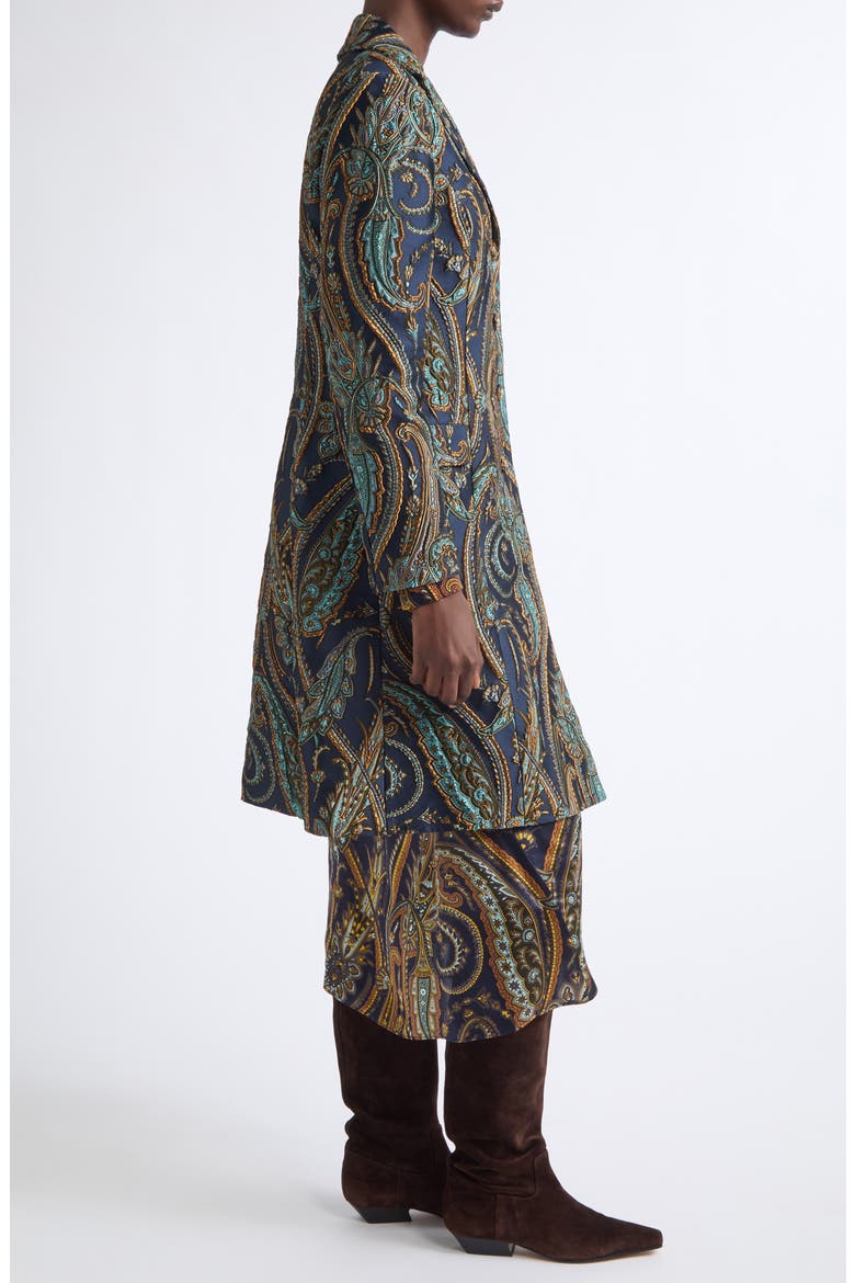Paisley Jacquard Coat, Alternate, color, BLUE