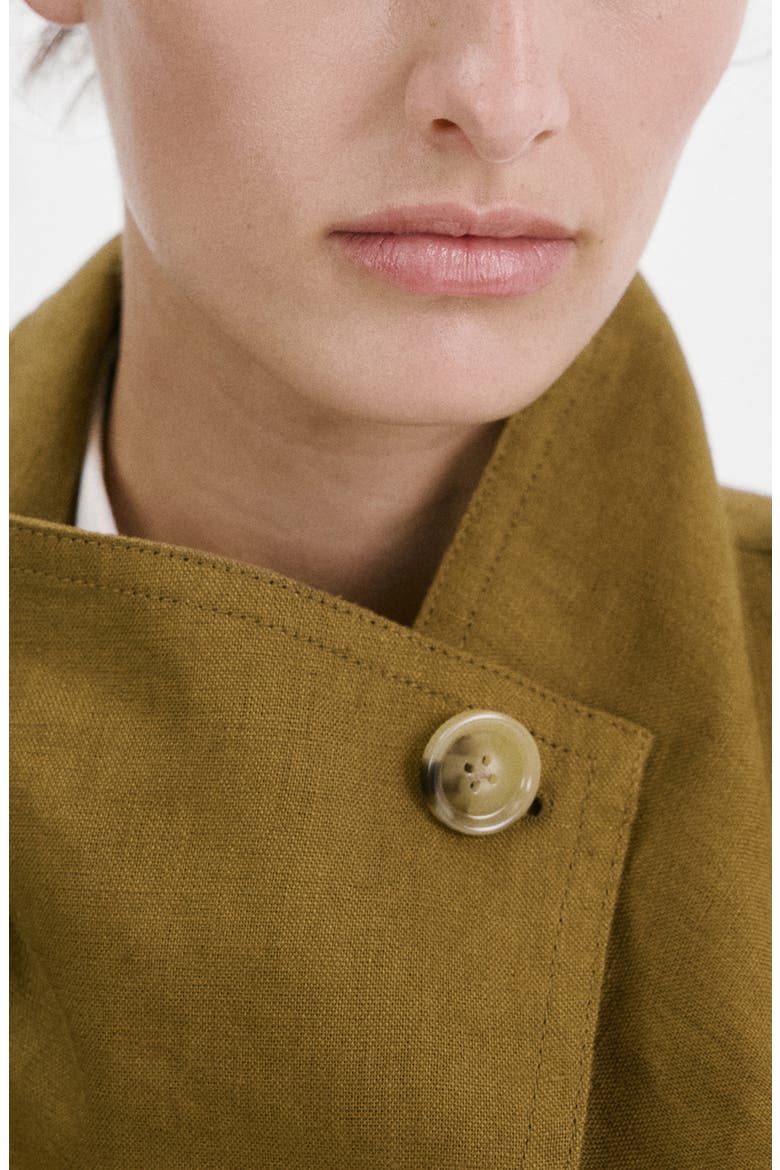 Funnel Neck Linen Jacket, Alternate, color, OLIVE GREEN