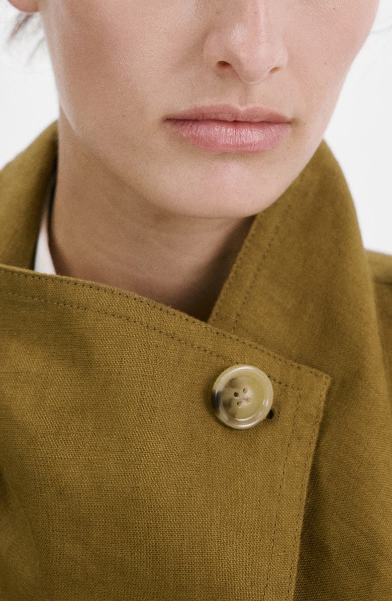 MANGO Funnel Neck Linen Jacket, Alternate, color, 