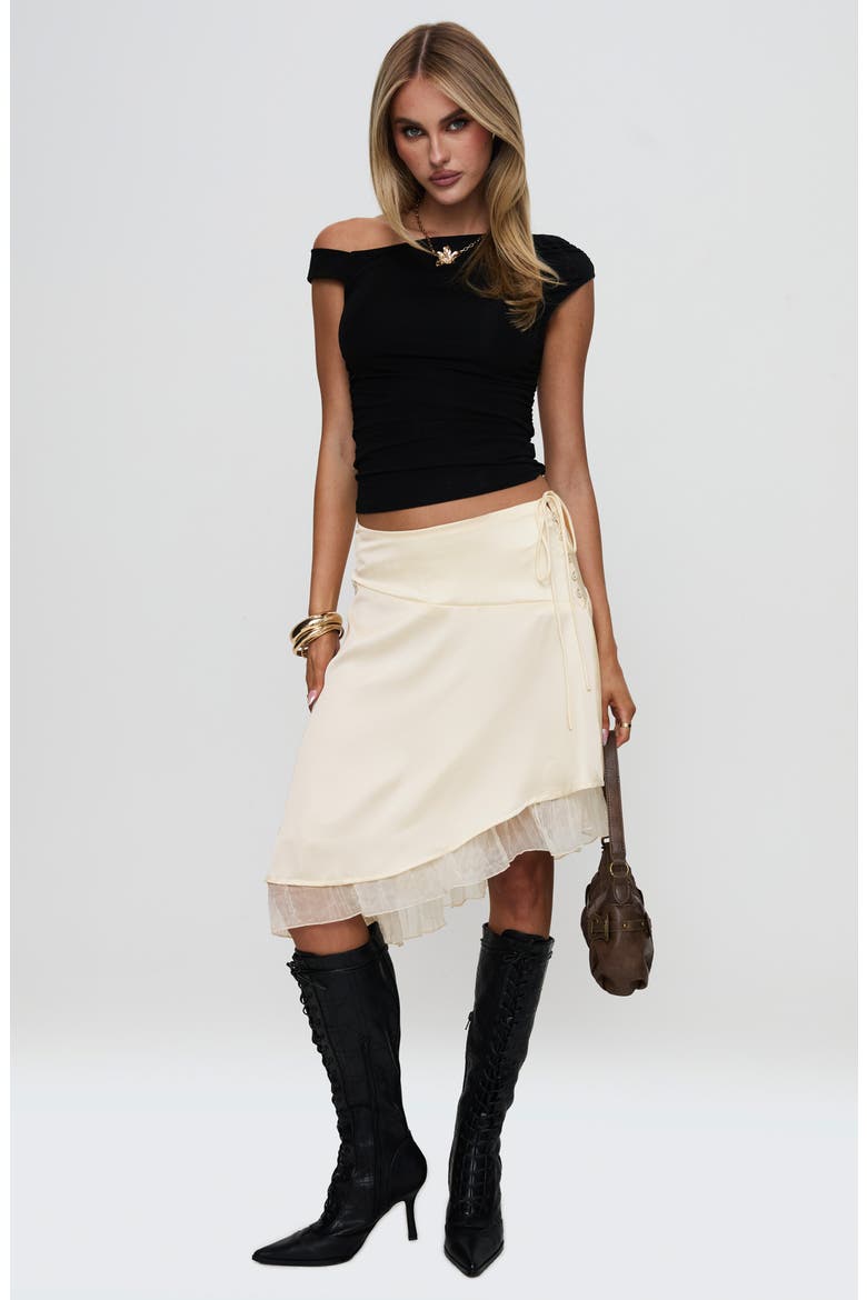 スカート LAEMUSE ROUNDED SHEER SKIRT Rosemead Layered Asymmetric Satin Skirt (Women) | Nordstrom