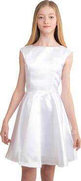 Un Deux Trois Cap Sleeve Boat Neck Dress In Longer Length