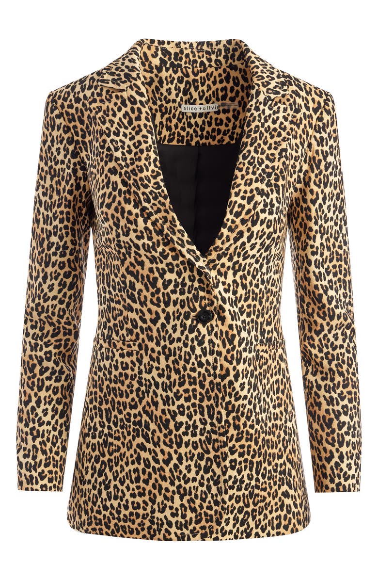 Alice + Olivia Breann Leopard Print Blazer, Alternate, color, 