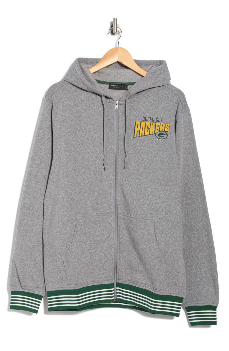 Junk Food Field Goal Packers Full Zip Hoodie, Alternate, color, Heather Grey/ Hunt