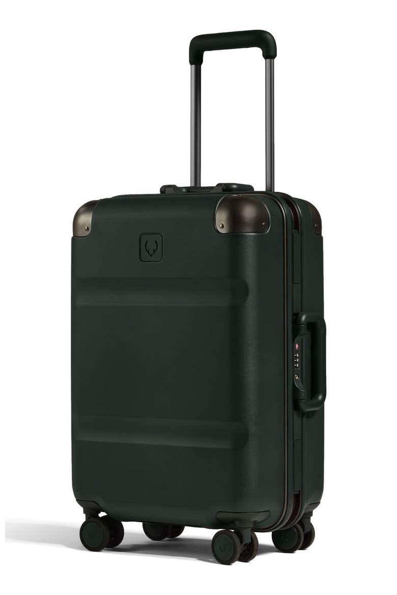 Heritage Stripe Cabin Suitcase, Alternate, color, Dark Forest Green