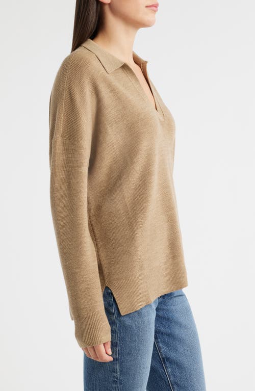Eileen Fisher Classic Collar Wool Sweater In Gold