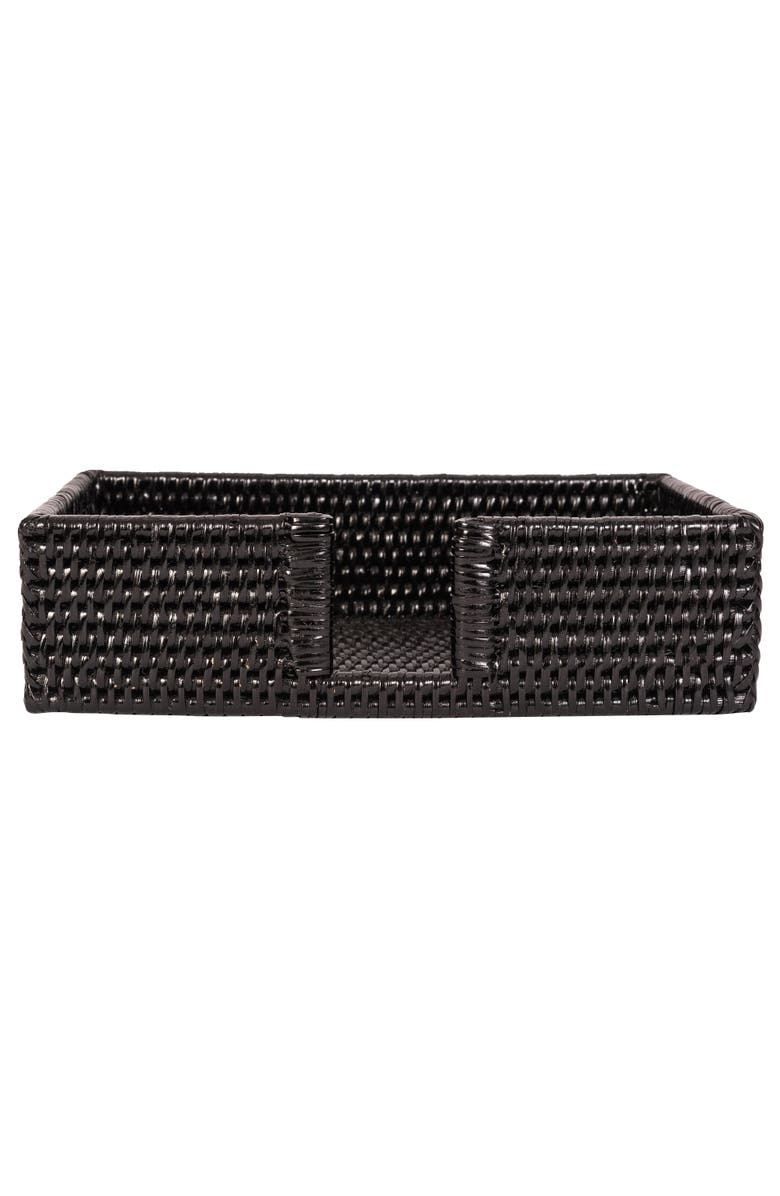 Artifacts Trading Company<sup>™</sup> Artifacts Rattan Guest Towel - Rectangular Napkin Holder with Cutout, Alternate, color, Tudor Black