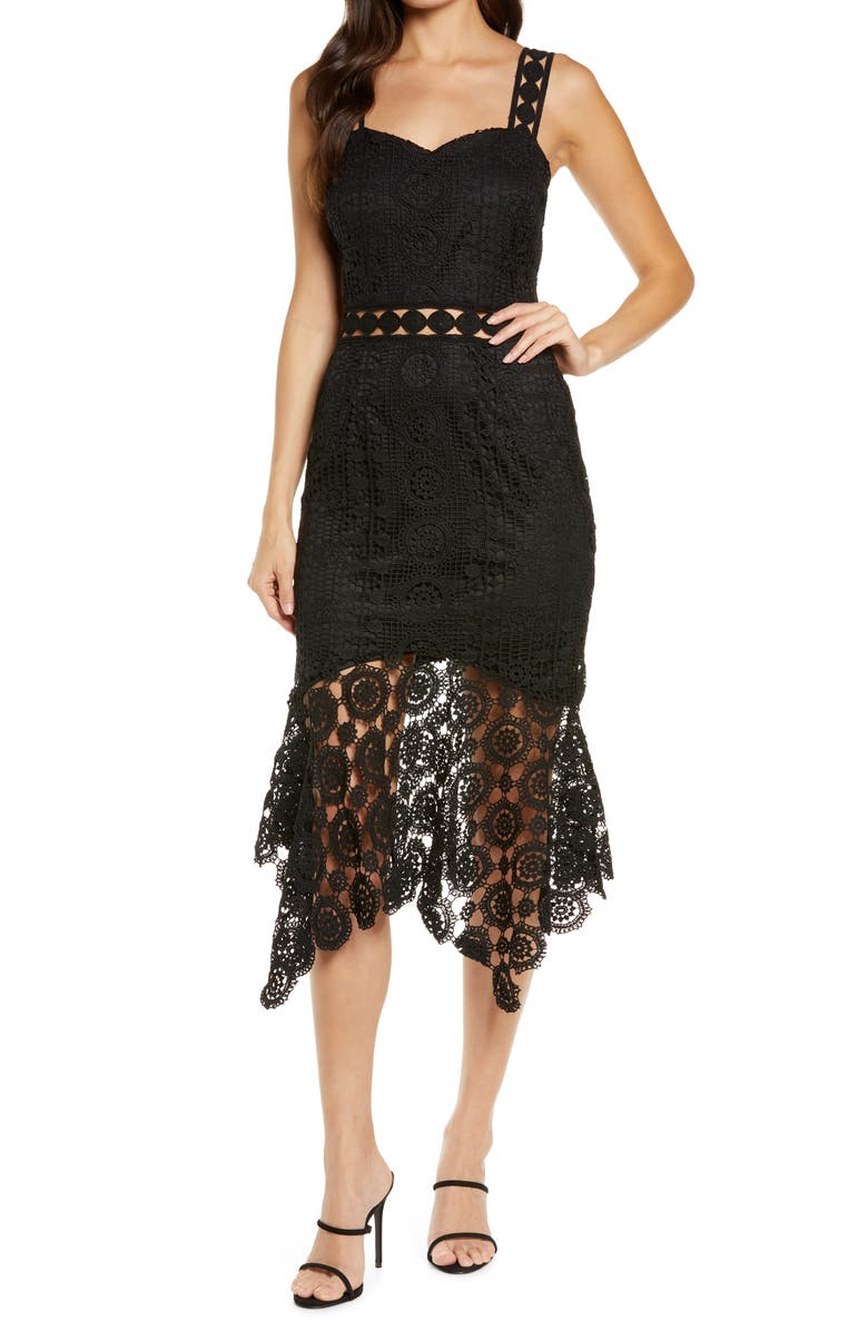 Lulus Be my Darling Crochet Lace Midi Dress, Main, color, 