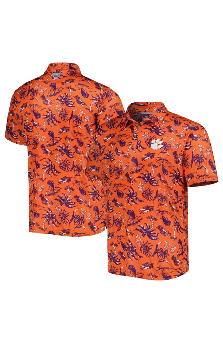 Columbia Men's Columbia Orange Clemson Tigers Super Terminal Tackle Omni-Shade Polo, Main, color, 