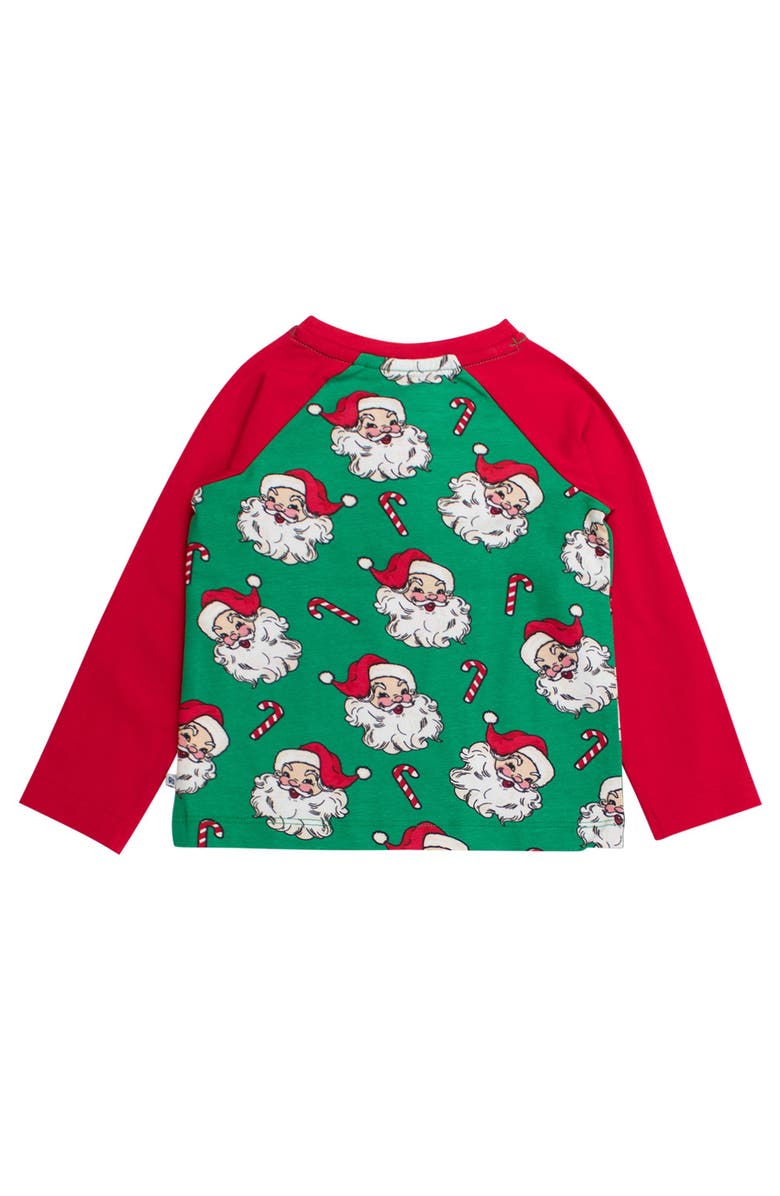 RuggedButts Boys Long Sleeve Raglan Henley Tee, Alternate, color, Green Santa Joy