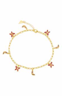 Sterling Forever Caria Cubic Zirconia Butterfly Anklet
