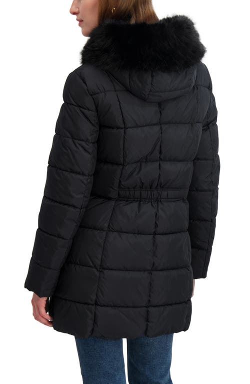 Tahari Brie Faux Fur Puffer Coat In Black