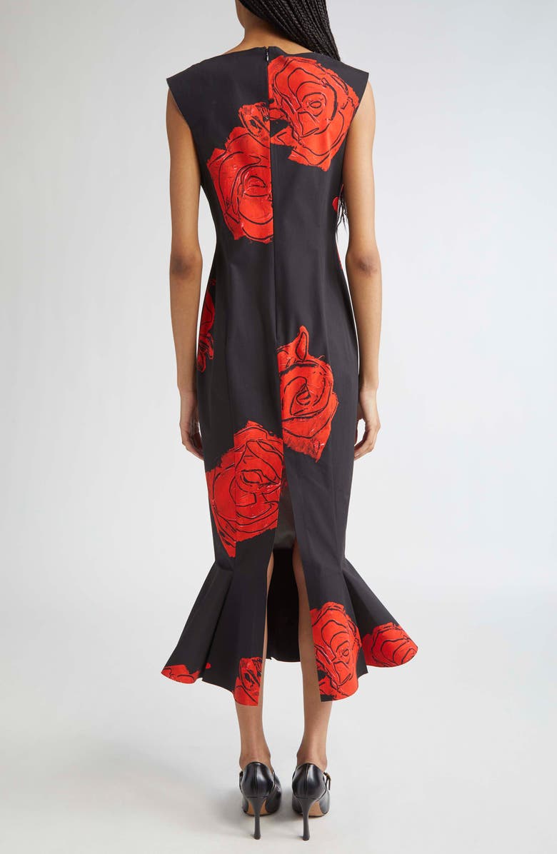 Marni Juno Floral Print Compact Cotton Poplin Dress, Alternate, color, Jun99 Black