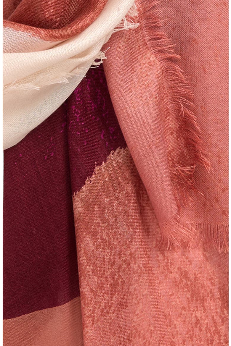 Eyelash Trim Print Cashmere & Silk Wrap, Alternate, color, PINK CURVED SHAPES