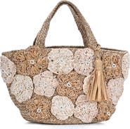 Antik Kraft Raffia Flower Jute Tote