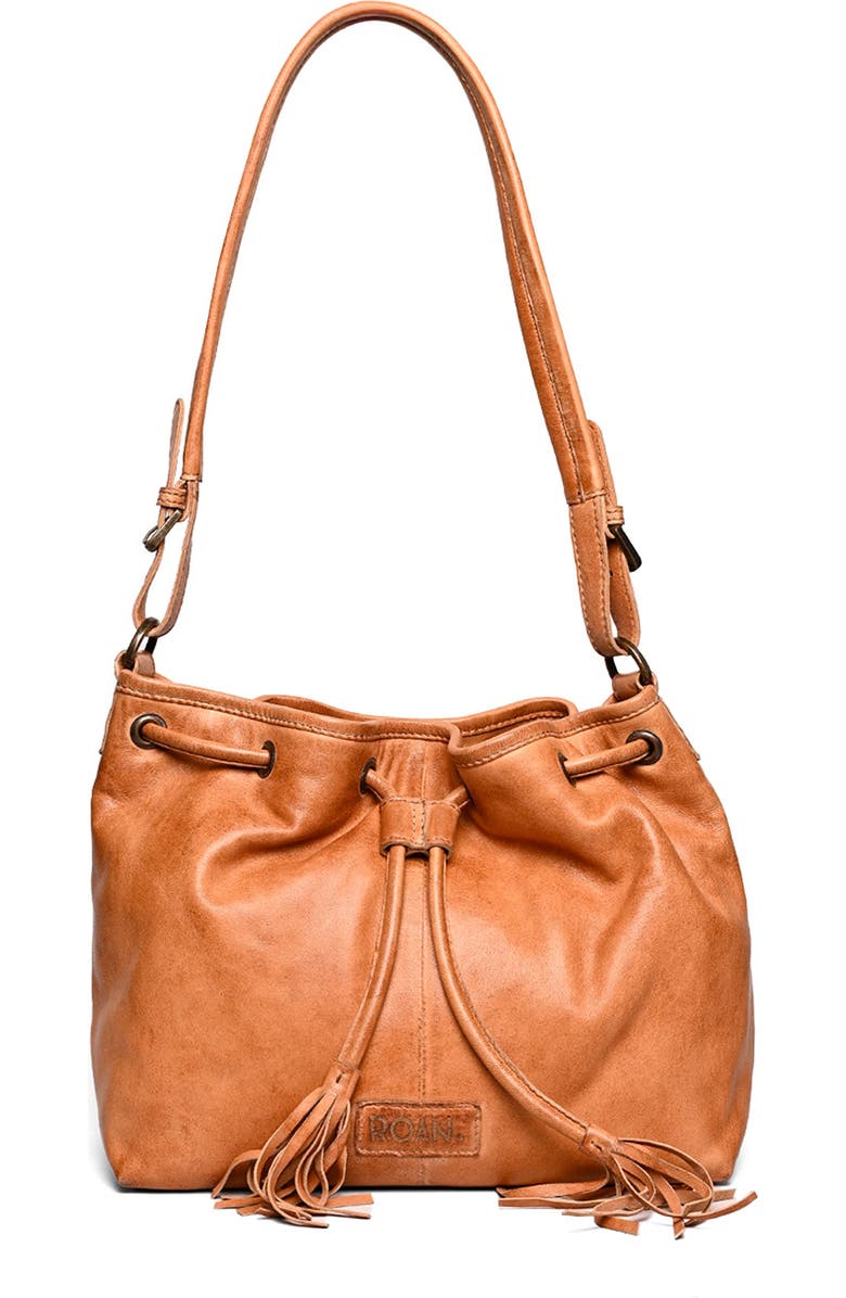 ROAN Zone Bucket Bag, Main, color, Cognac Napa