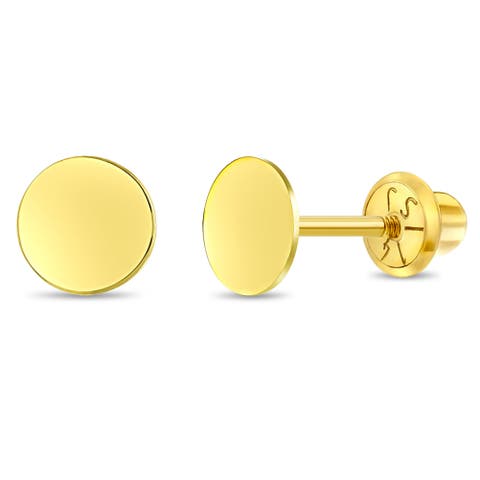 14k Round Engravable Earrings