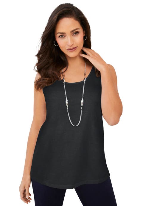 Stretch Cotton Horseshoe Neck Tank (Plus Available)
