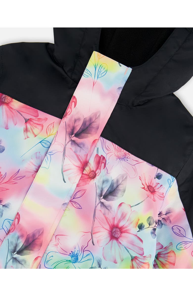 Deux par Deux Little Girl's Printed Mid-Season One-Piece Outerwear Butterflies On Multicolored And Black Background, Alternate, color,