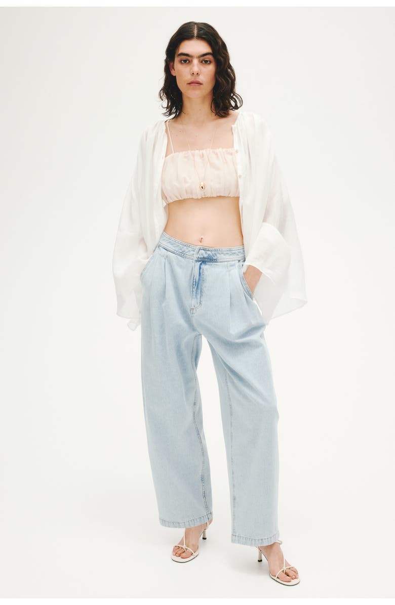 H&M Barrel High Waist Ankle Jeans, Alternate, color, 