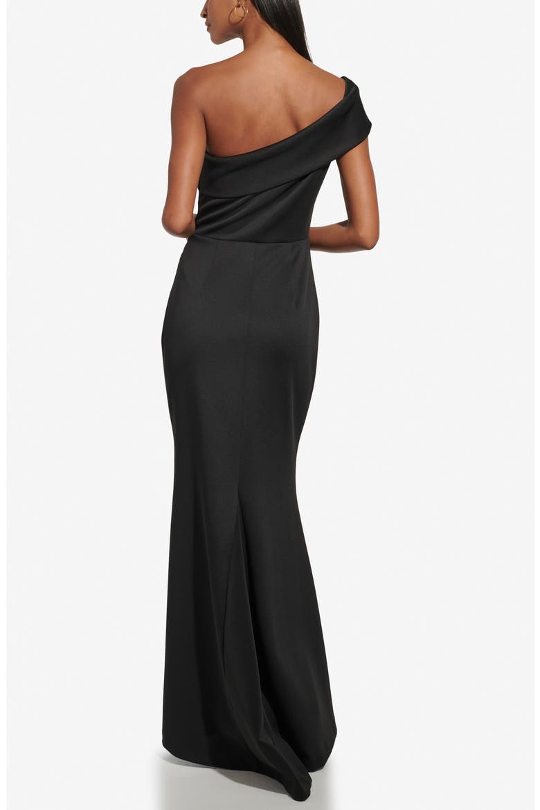 One-Shoulder Ruched Gown, Alternate, color, BLACK