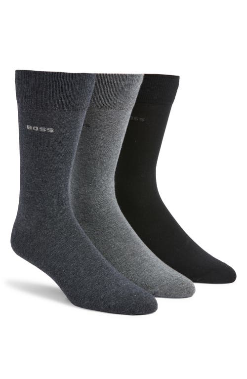 Hugo Boss Boss Assorted 3-pack Cotton Blend Dress Socks In Gray