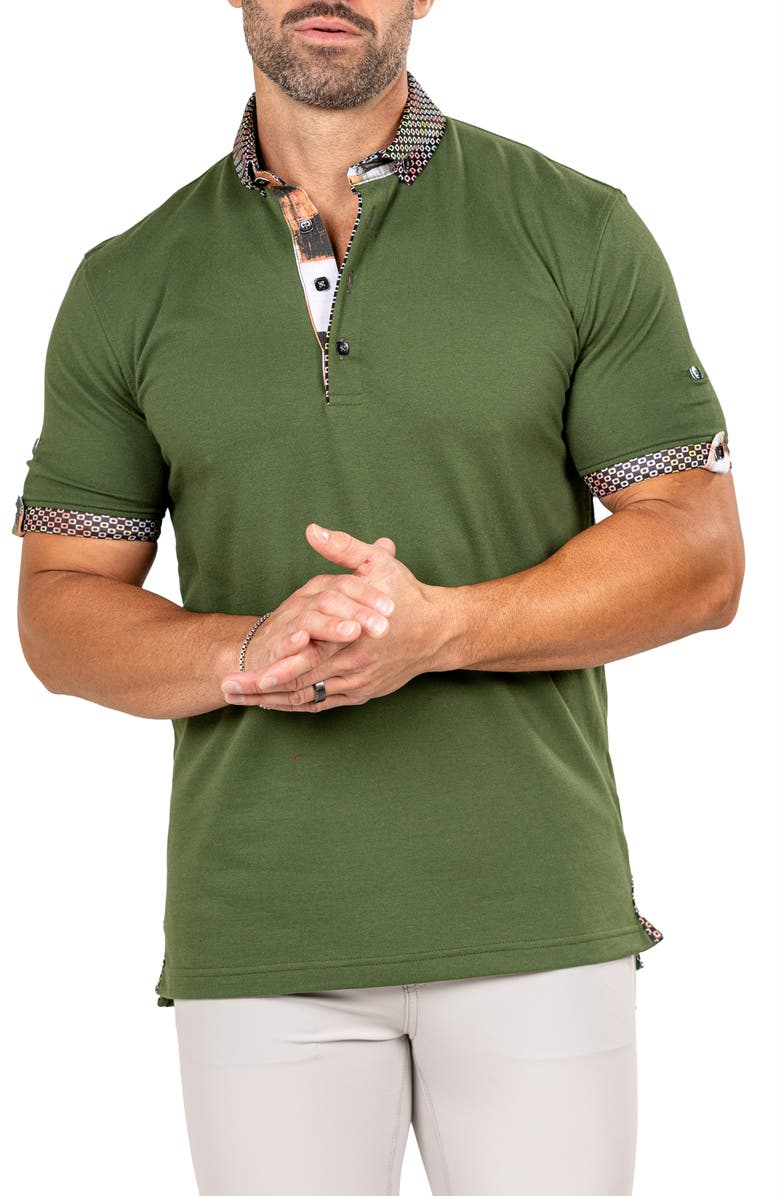 Maceoo Newton Marthyr0033 Green Button-Down Piqué Polo, Alternate, color, Green