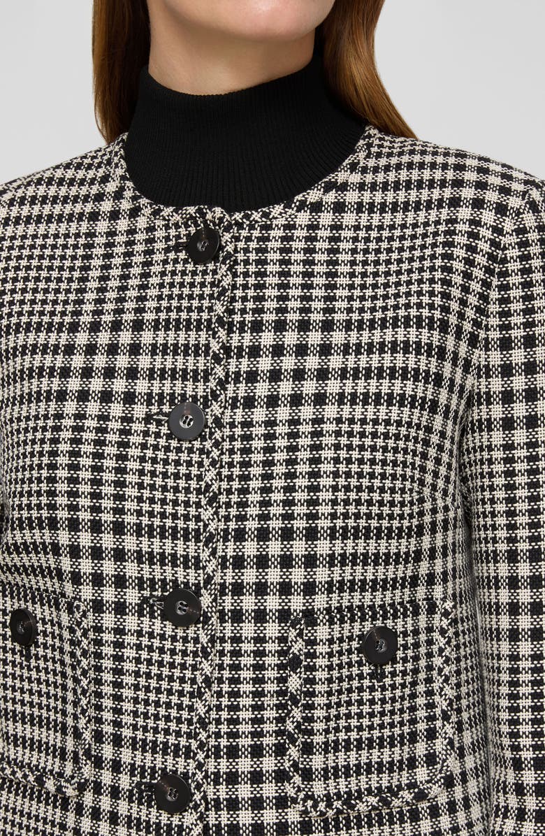 Lafayette 148 New York Grid Plaid Corded Cotton Crop Jacket, Alternate, color, Black Multi