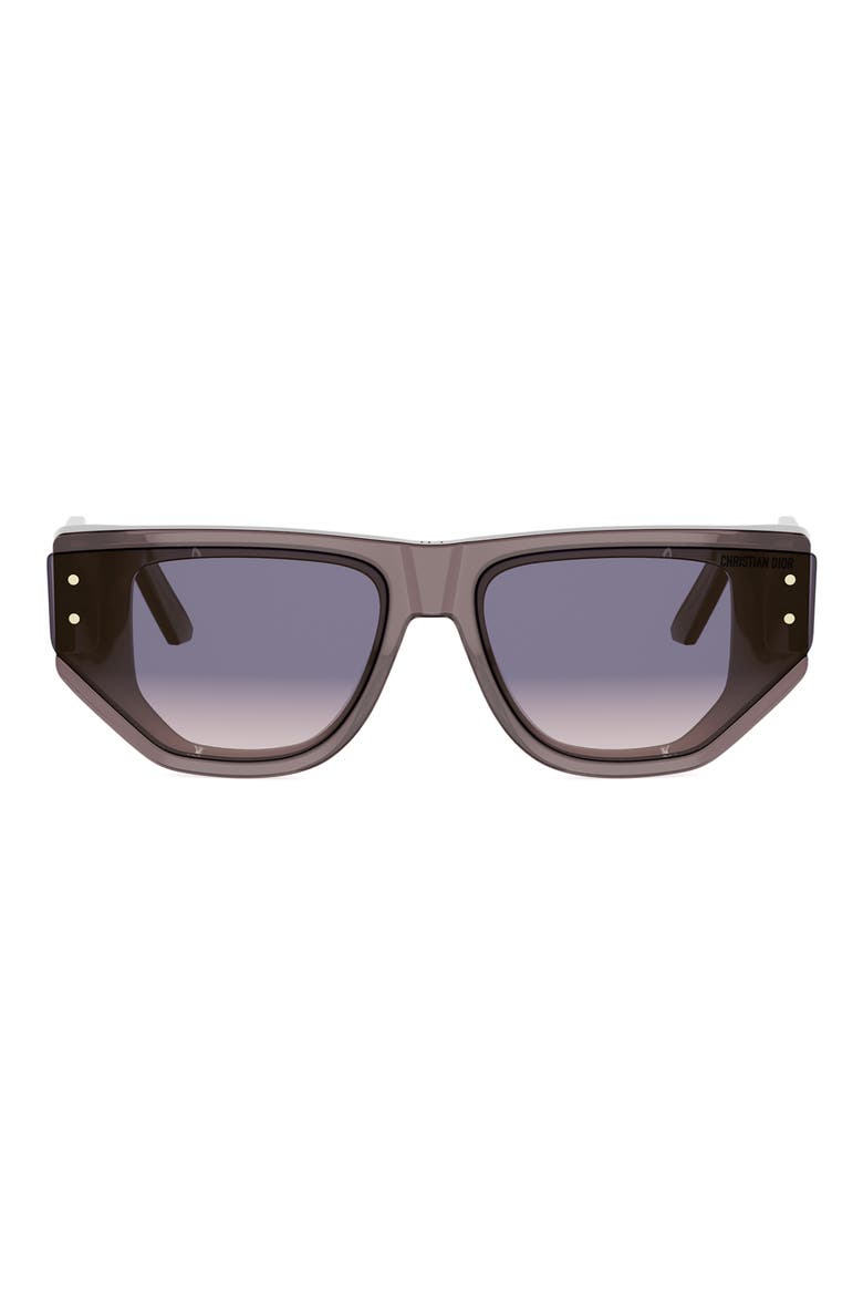 'DiorSignature S15I 63mm Oversize Cat Eye Sunglasses, Main, color, SHINY DARK BROWN / VIOLET