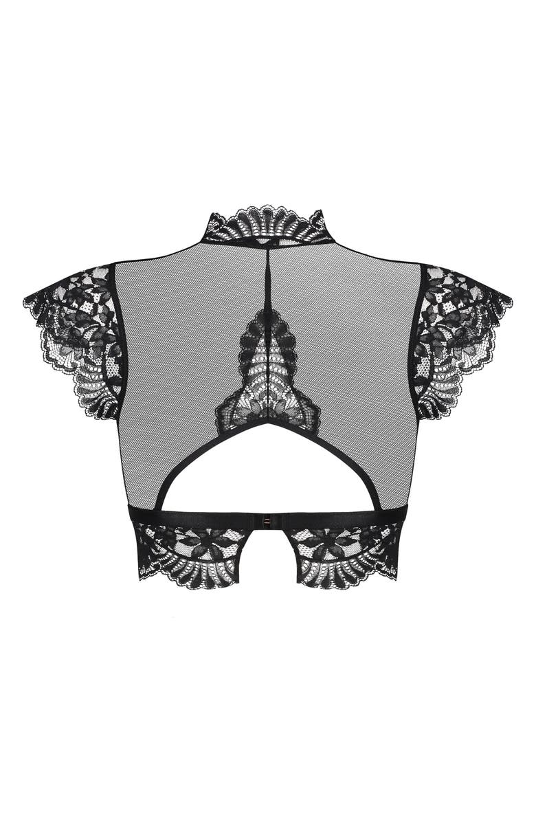 Hunkemöller Amelia Lace Cap Sleeve Bralette, Alternate, color, Caviar