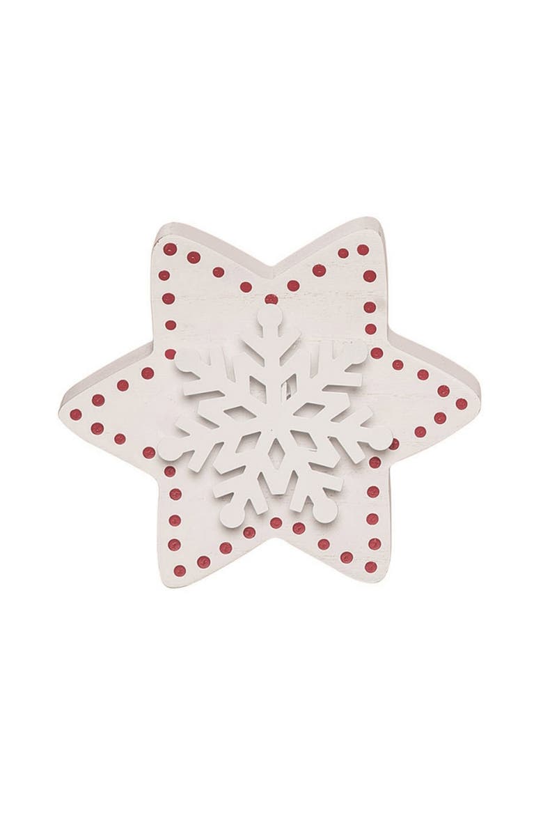 Winter White Red Gold Wood Tabletop Figurines Decorations Set, Alternate, color, Multicolored