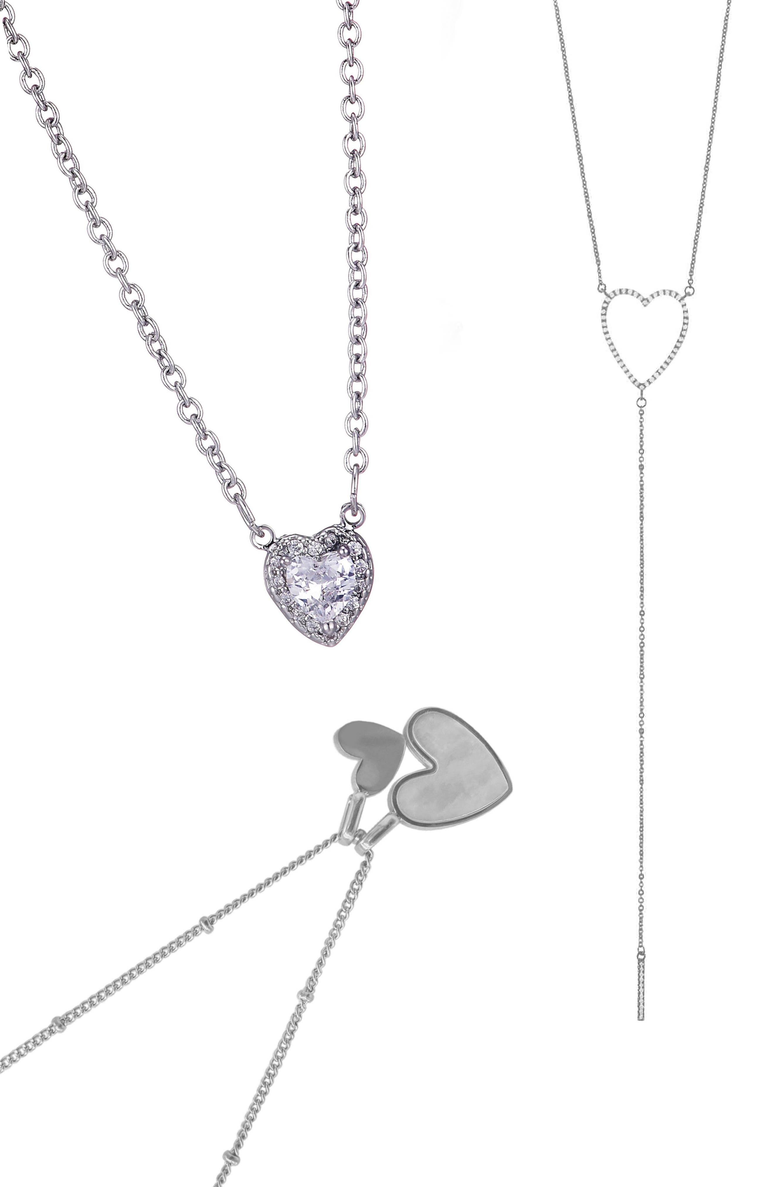 Adornia Set of 3 Assorted Heart Necklaces