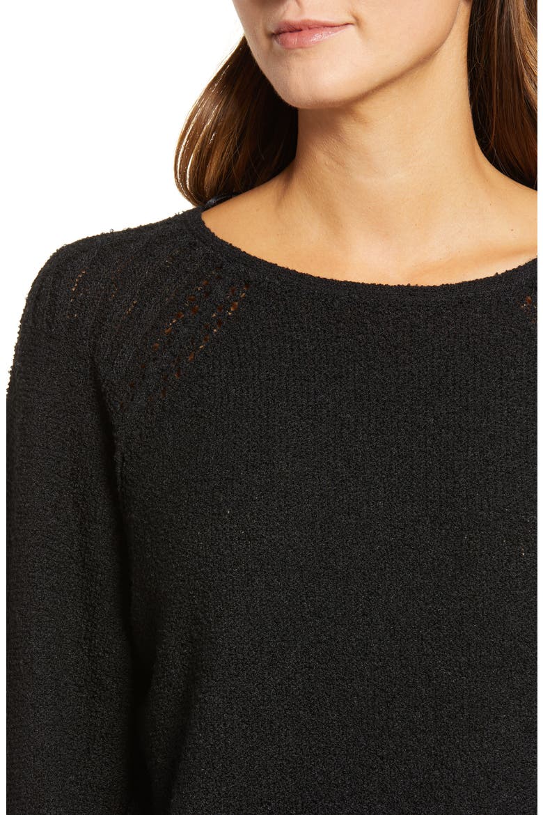 Boat Neck Bouclé Sweater, Alternate, color, BLACK
