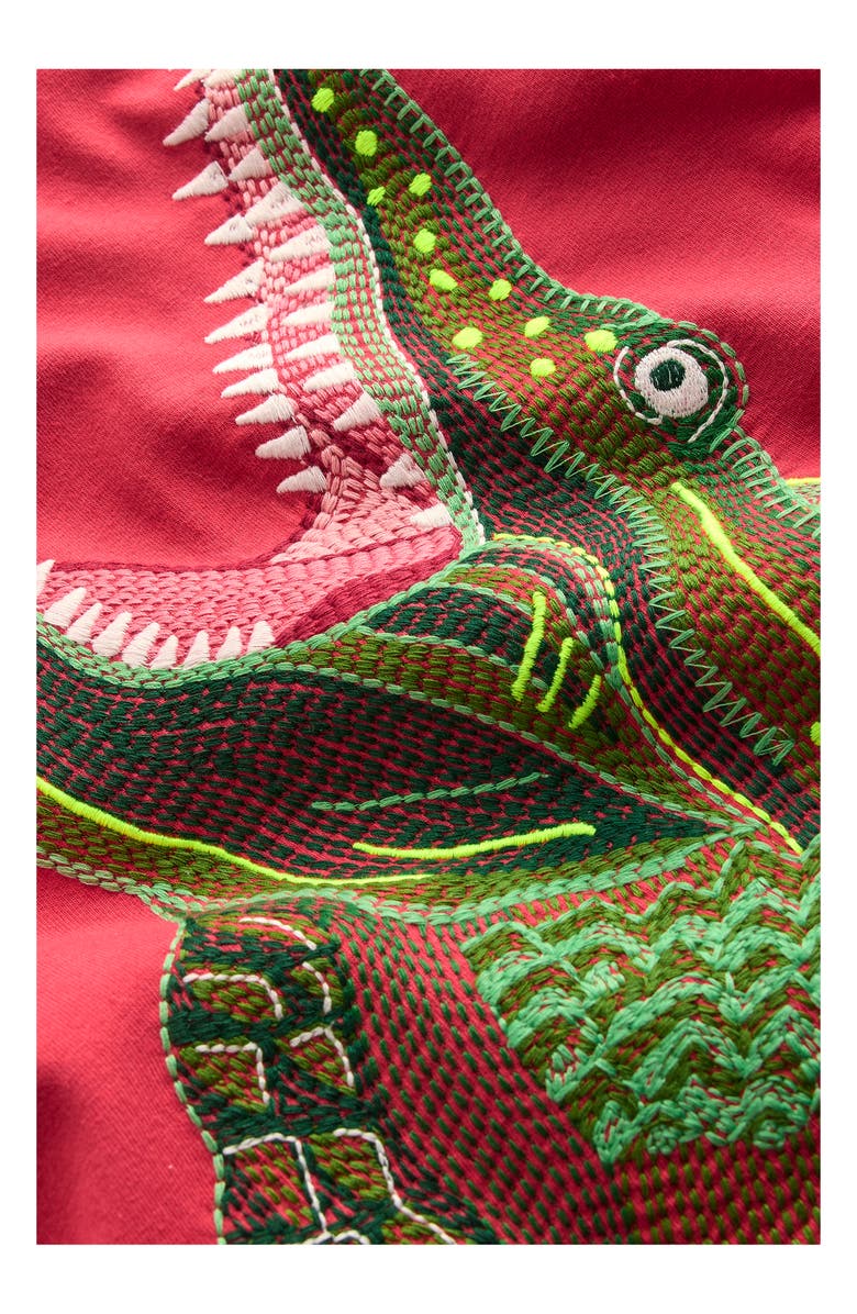 Mini Boden Kids' Crocodile Superstitch Cotton T-Shirt, Alternate, color, Cayenne Croc
