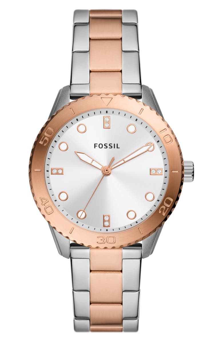 Fossil Dayle Two-Tone Quartz Bracelet Watch, 38mm, Main, color,