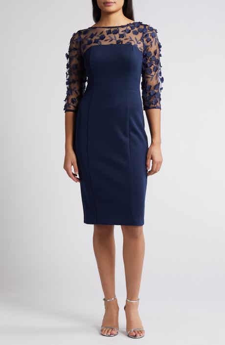 Eliza J Social Lace Sleeve Scuba Crepe Cocktail Dress