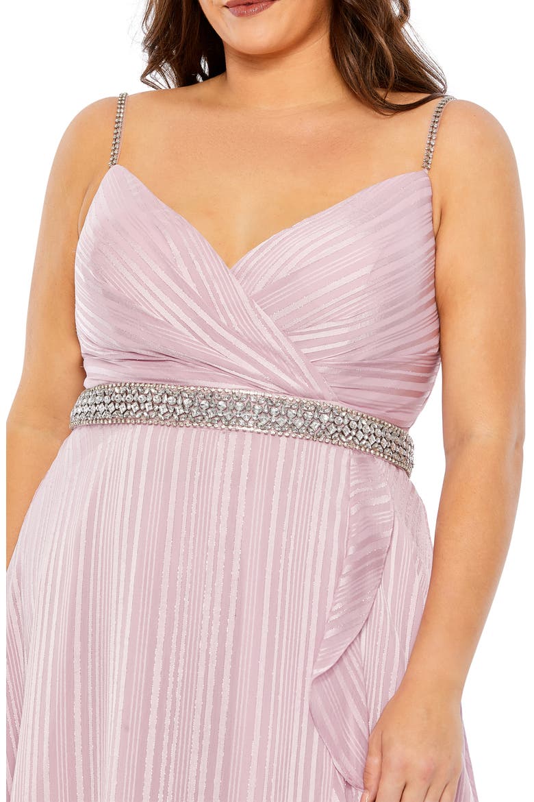 Ruffle Faux Wrap Gown, Alternate, color, ROSE