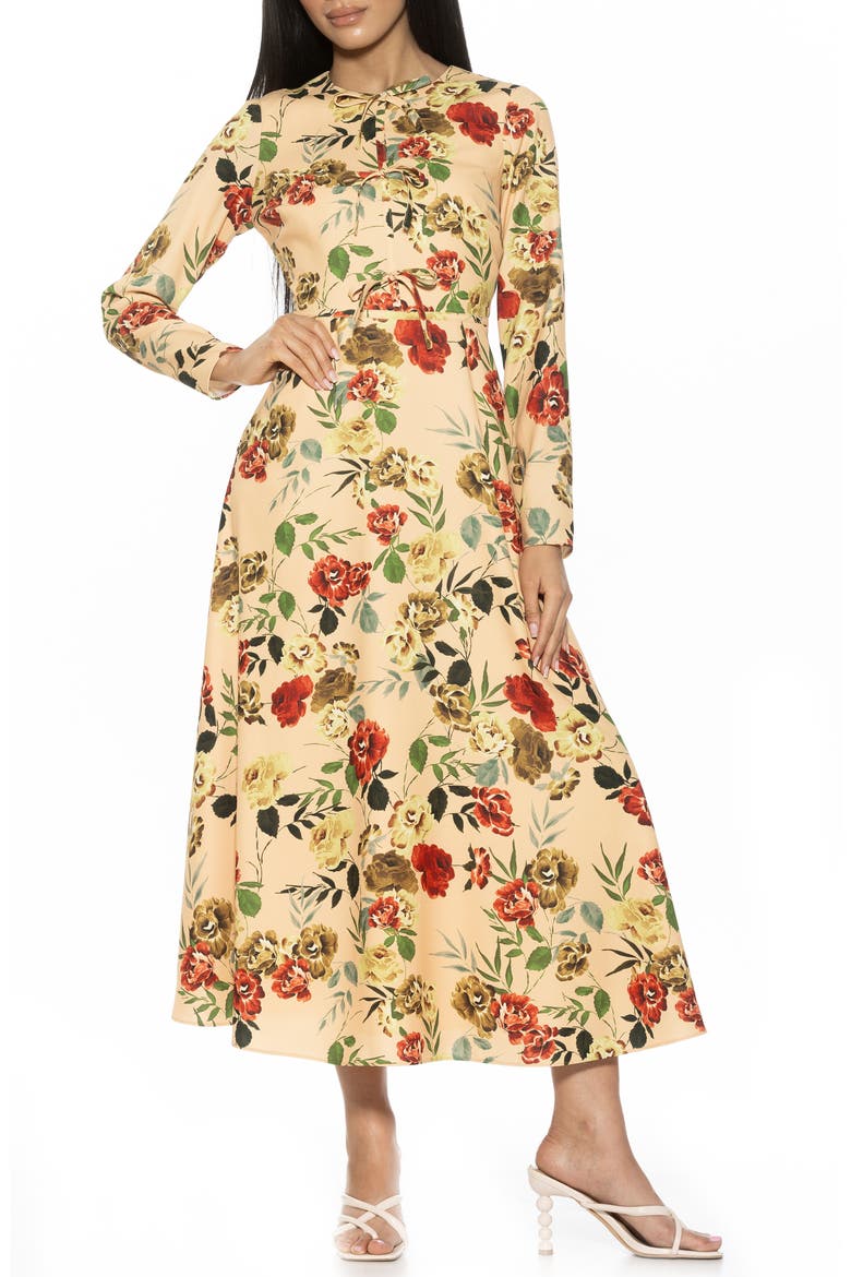 Ophelia Long Sleeve Midi Dress, Main, color, BEIGE ROSE