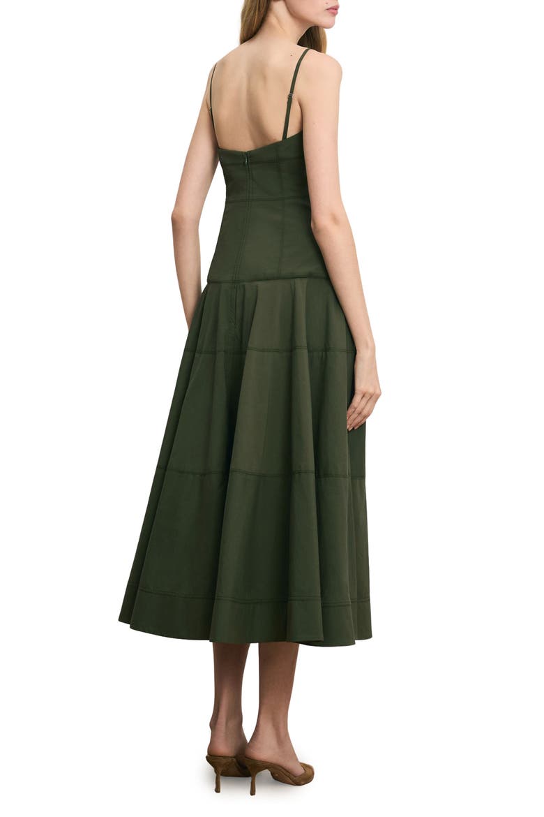 Ilona Topstitch Detail Cotton Blend Dress, Alternate, color, ARMY