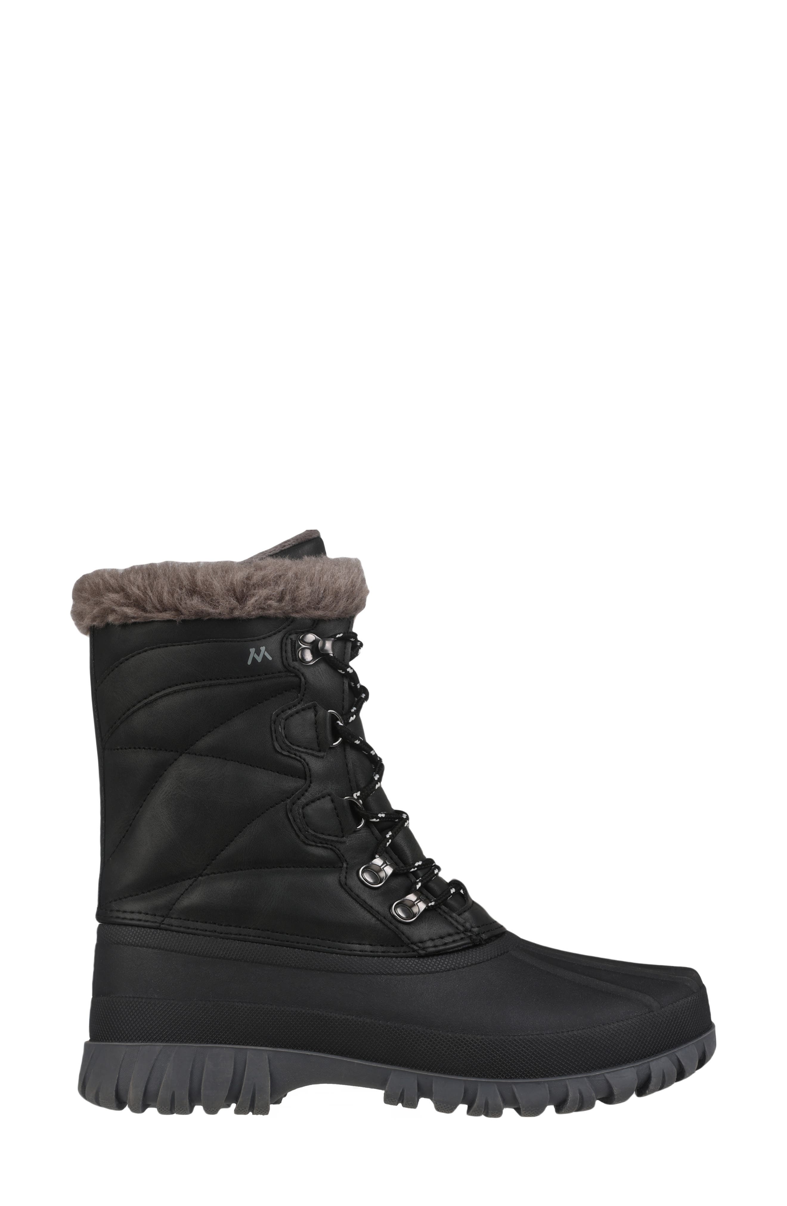 Mykos Faux Fur Lined Lace-Up Boot, Alternate, color, Black