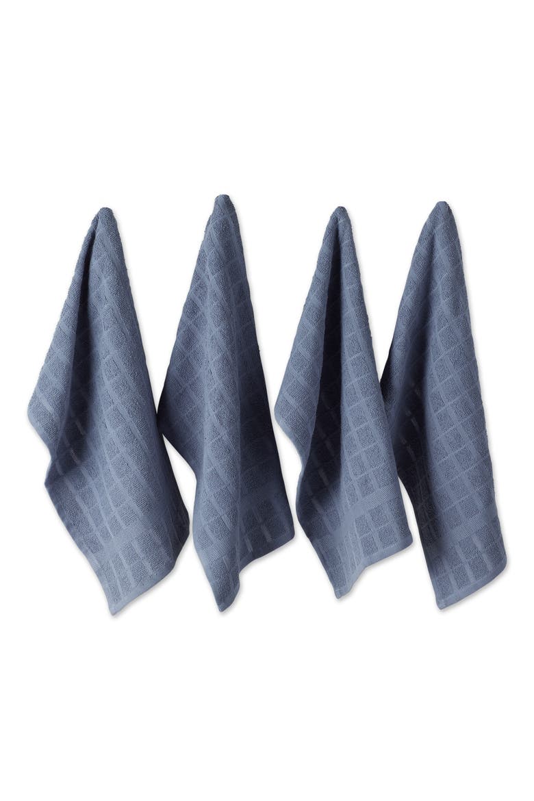 Solid Windowpane Terry Dishtowel Set/4, Main, color, Stonewash Blue