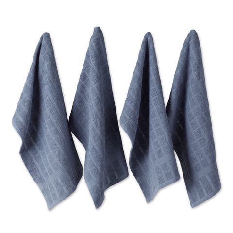 Solid Windowpane Terry Dishtowel Set/4