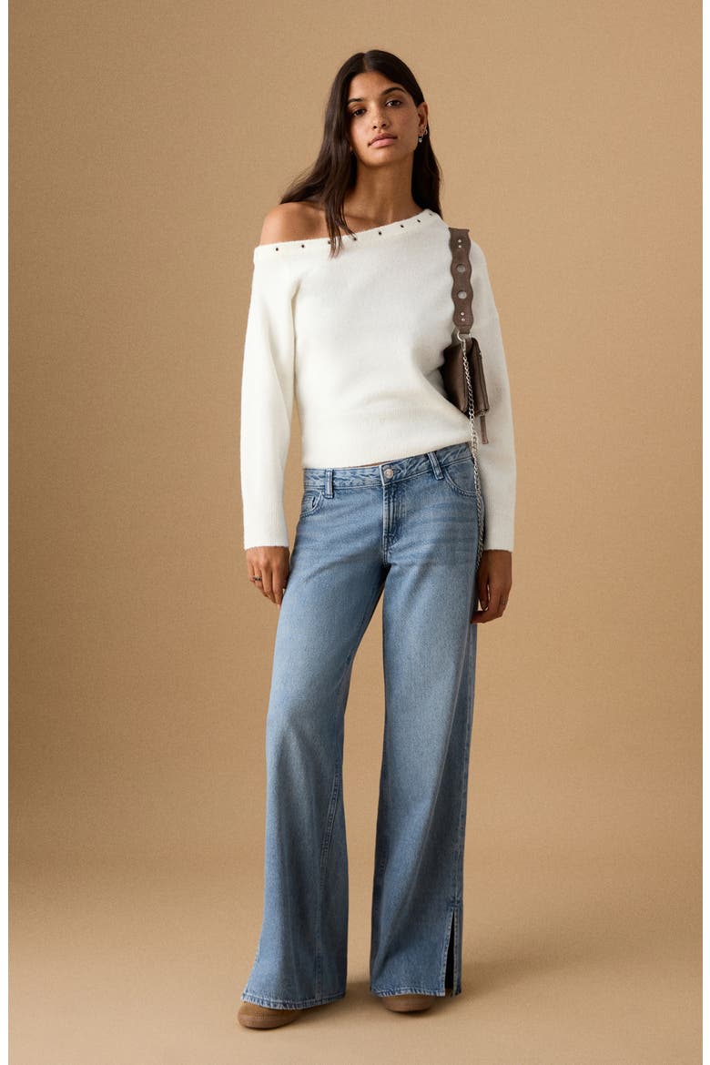 Grommet One-Shoulder Sweater, Alternate, color, OFF WHITE