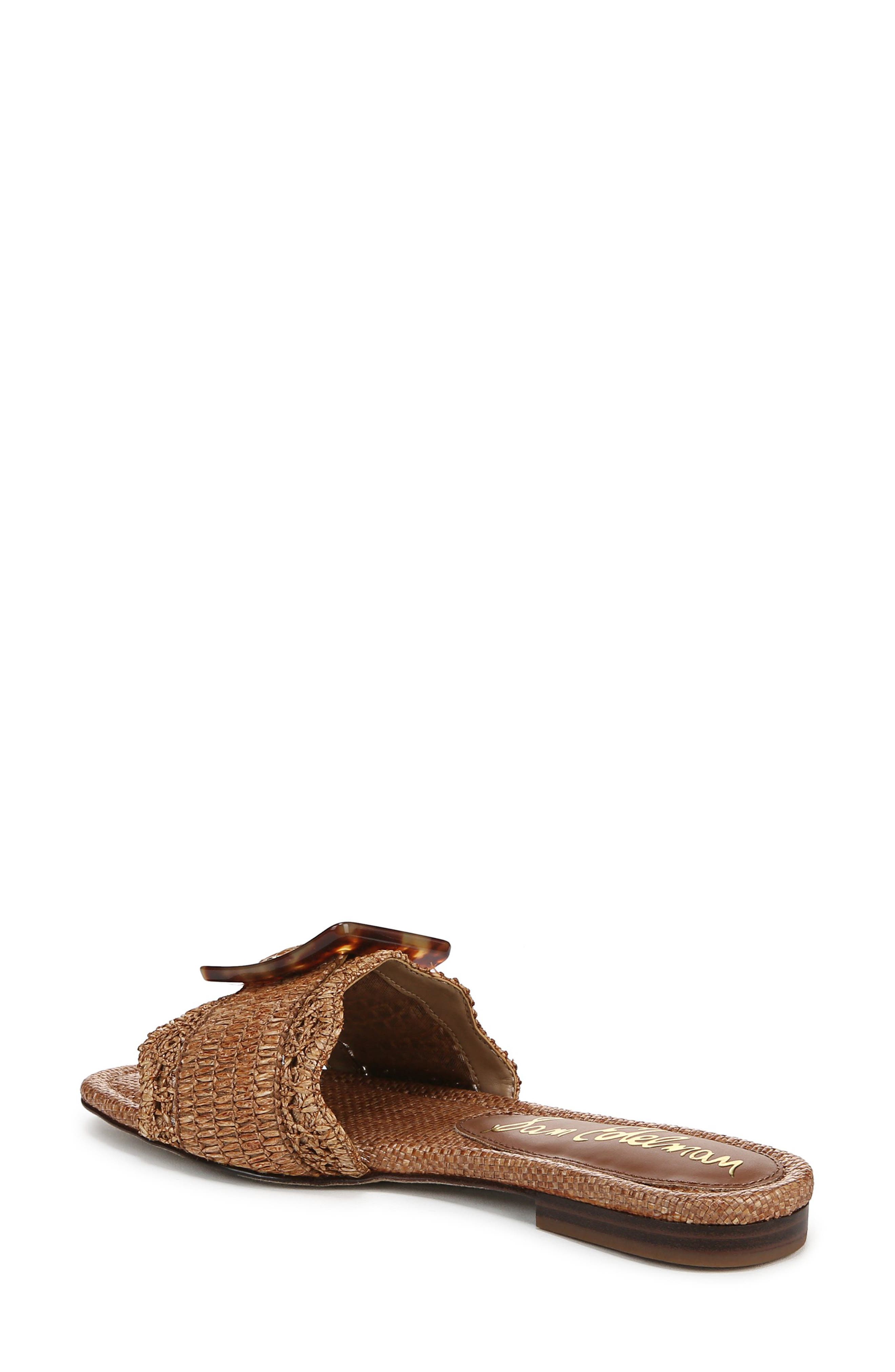 Sam Edelman Bambi Raffia Buckle Slide Sandal, Alternate, color, Cuoio